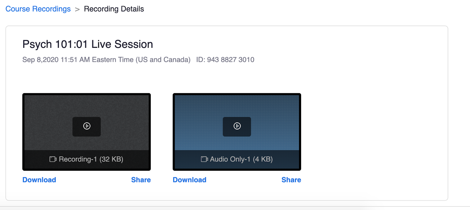 Accessing Recorded Live Sessions